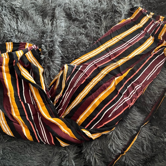 Paperbag Waist Palazzo Pants Burgundy Black Yellow White - Picture 1 of 3